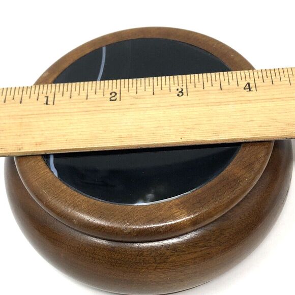 Agate Stone Hand Crafted Wood Trinket Stash Box Inlay Lid Artisan Made in Brazil - Picture 8 of 10
